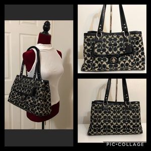 Coach Gray & Black Signature Satchel